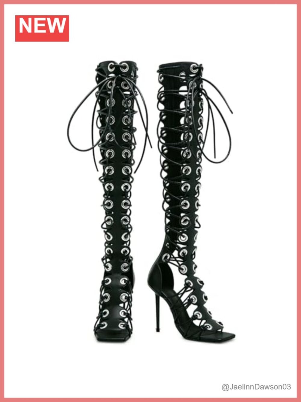 Women Gladiator Sandals High Heels Peep Toe Cut-Out Over The Knee Zipper Faux